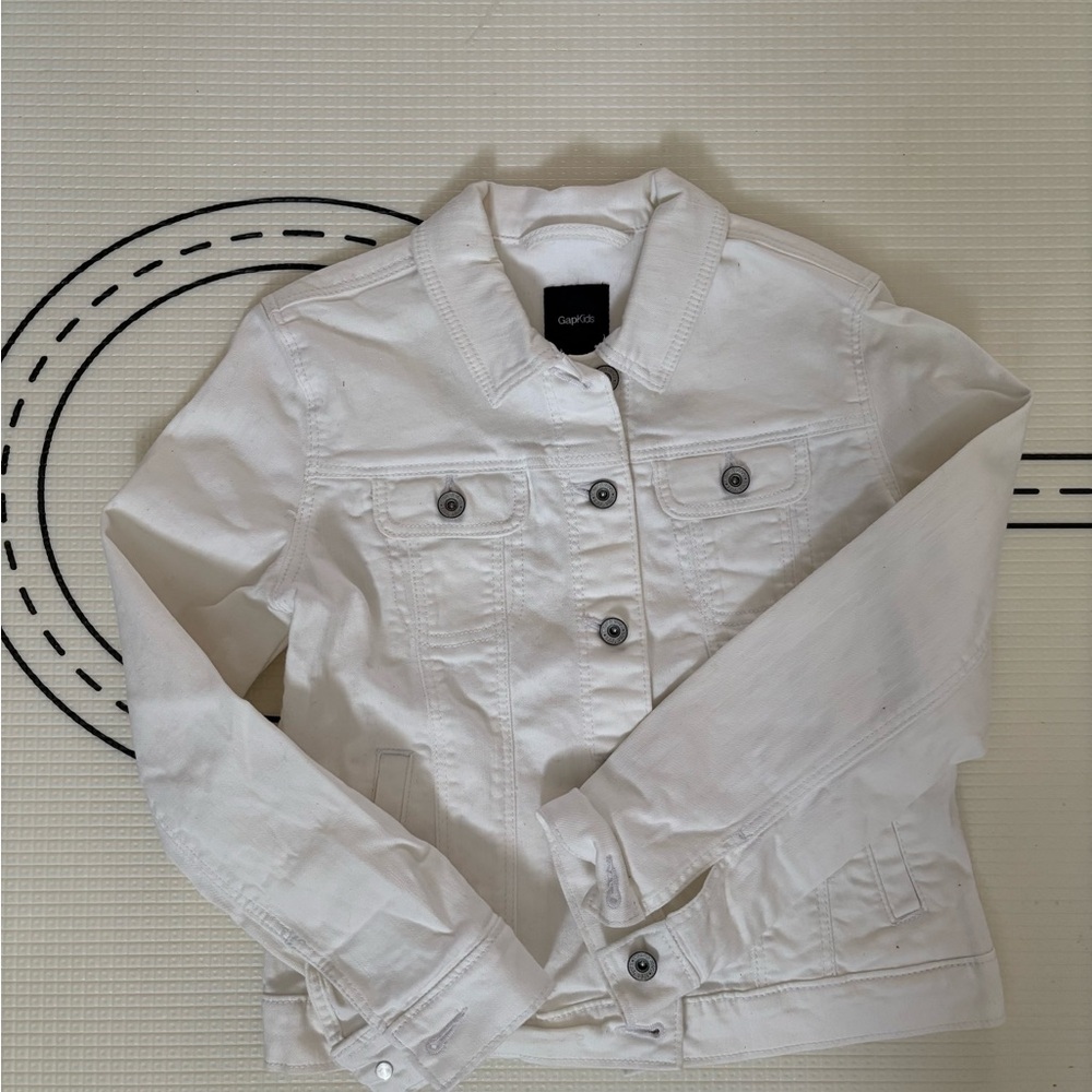 GAP White Jean Jacket Fitted Waist-Length